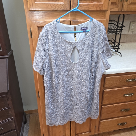 Roaman's Gray Textured Blouse - Picture 1 of 6
